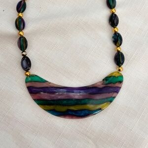 Retro Colorful Statement Choker Necklace, Vintage Classic